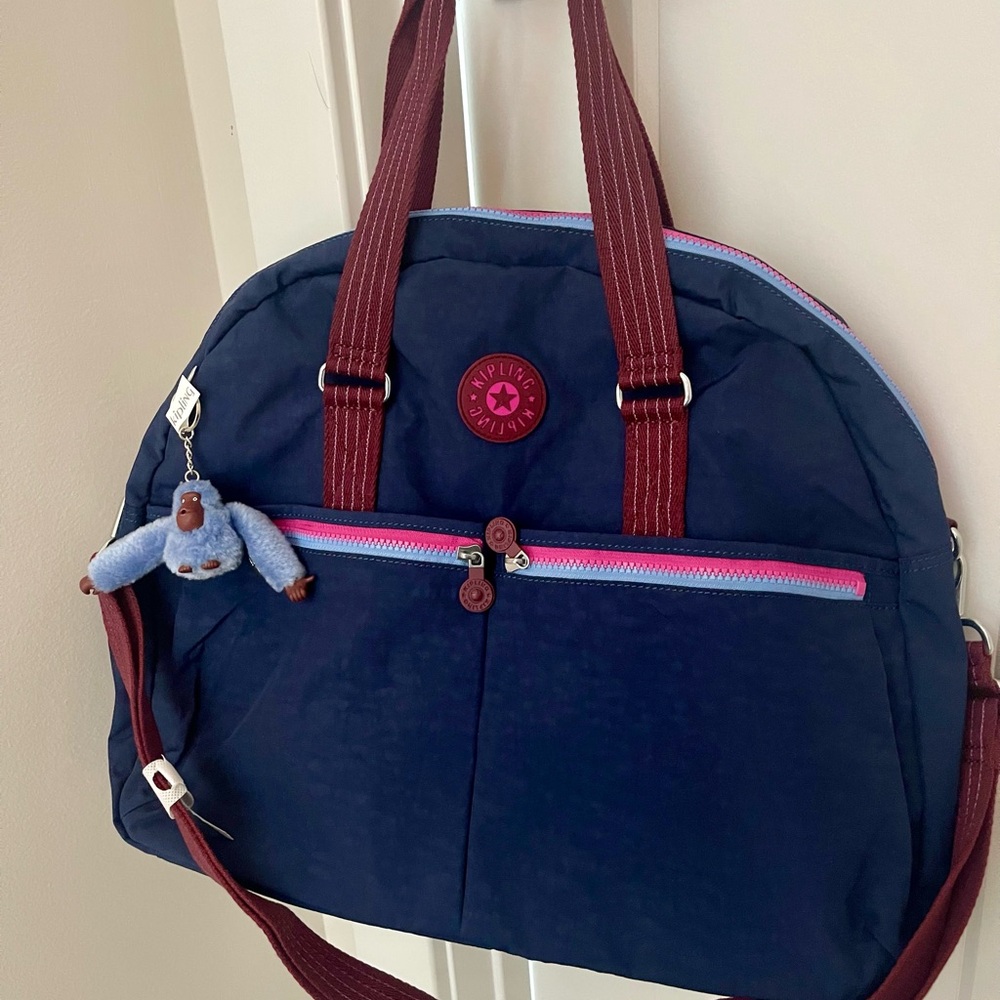 Kipling Navy and Burgundy Tote Bag